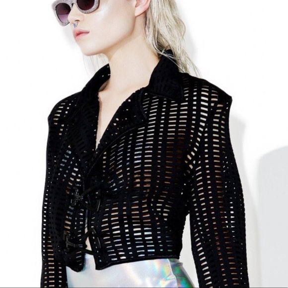 Dolls Kill Jackets & Blazers - Laser cut , neoprene jacket black